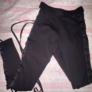 Black Lace-Up Leggings